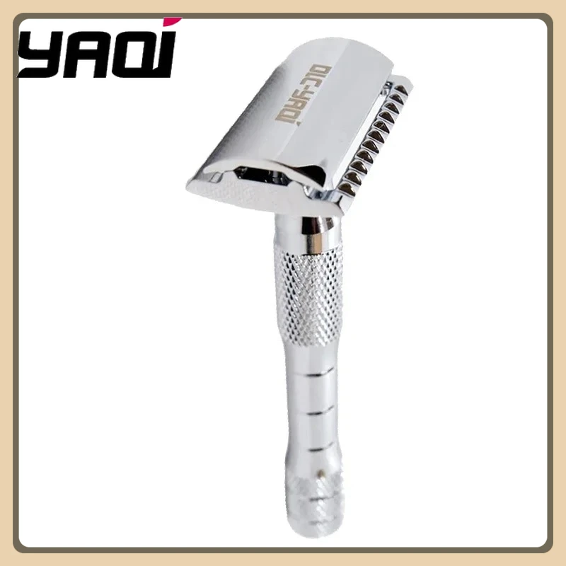 

Безопасная бритва для бороды Yaqi, хромированный цвет, безопасная бритва с двойным лезвием, подарок