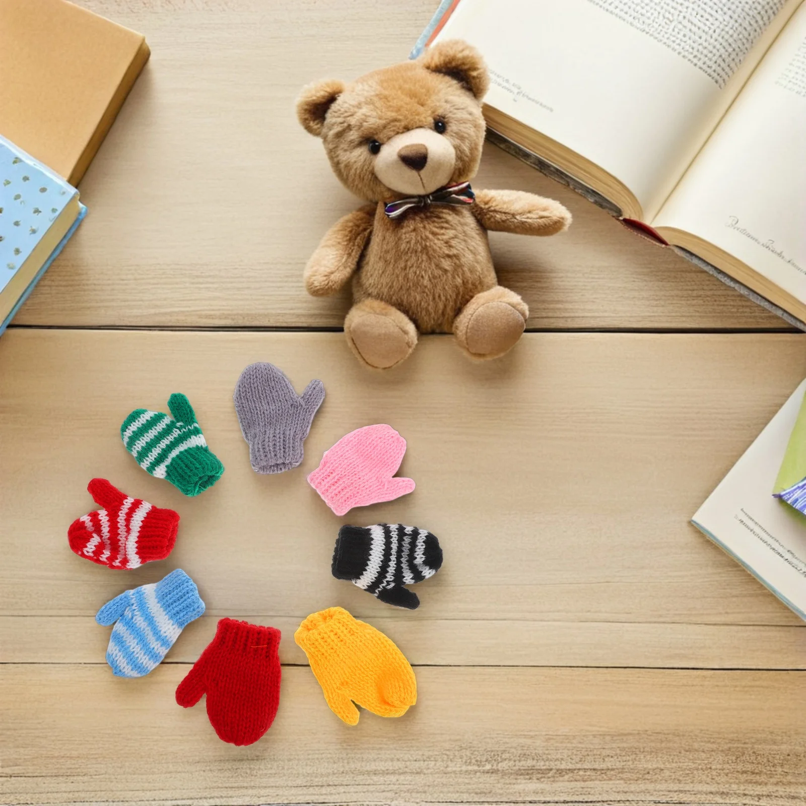 

Mini Knitted Gloves Decorative Tiny Gloves Dollhouse Accessories Diy Craft Supplies Kids Dress Up Role Playing Soft