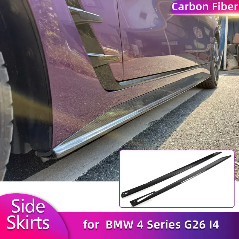 Carbon Fiber Car Side Skirts Extensions for BMW 4 Series I4 G26 M-Sport 440i Gran Coupe 2021-2024 Door Apron Lip Skirt Body Kit