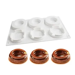 6 Cavity Donut Silicone Cake Mold Mousse French Dessert Pastry Silicone Round Jelly Cake Mold Kitchen Tool Baking Mold