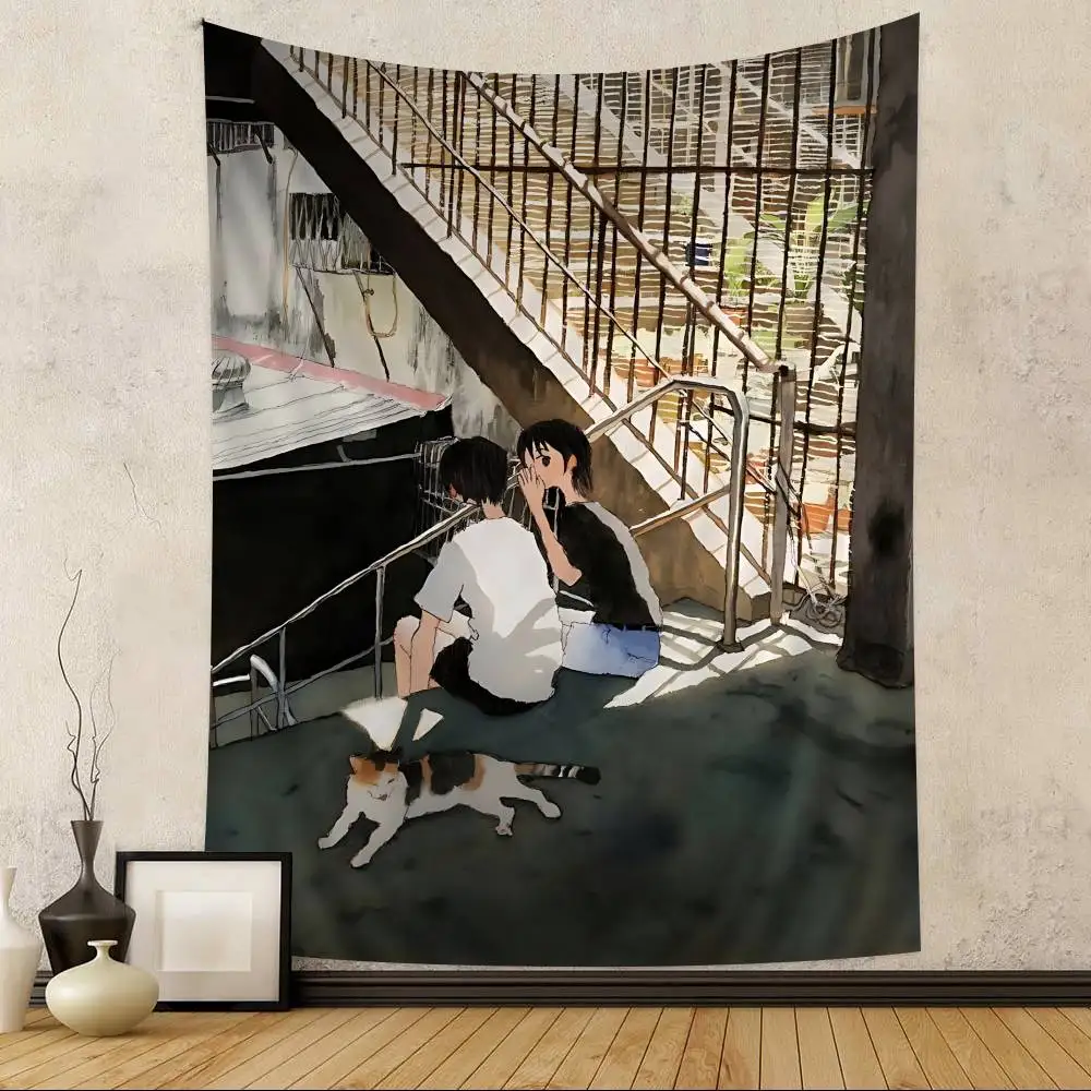 Person S-Seong Ryul Cartoon Tapestry Art Science Fiction Room Home Decor Wall Hanging Sheets