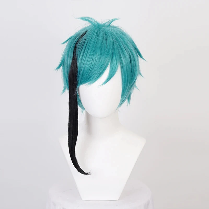 

Twisted-Wonderland Floyd Jade Black Blue Mixed Short Cosplay Heat Resistant Synthetic Hair Carnival Halloween + Free Wig C gf;.9