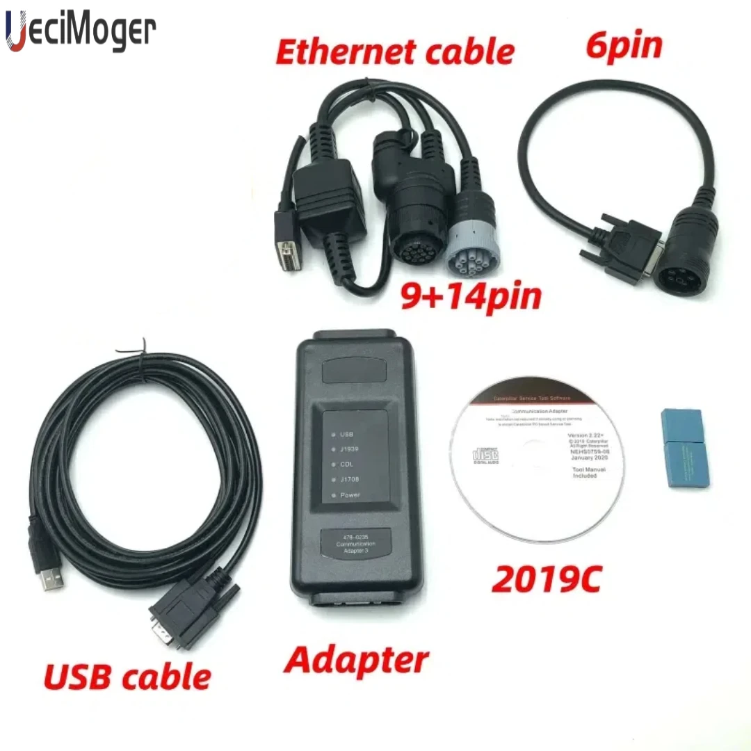 CAT ET4 Communication Adapter for Caterpillar Diagnostic  Excavators and Trucks Scanners 2023A Software, 478-0235, 538-5051