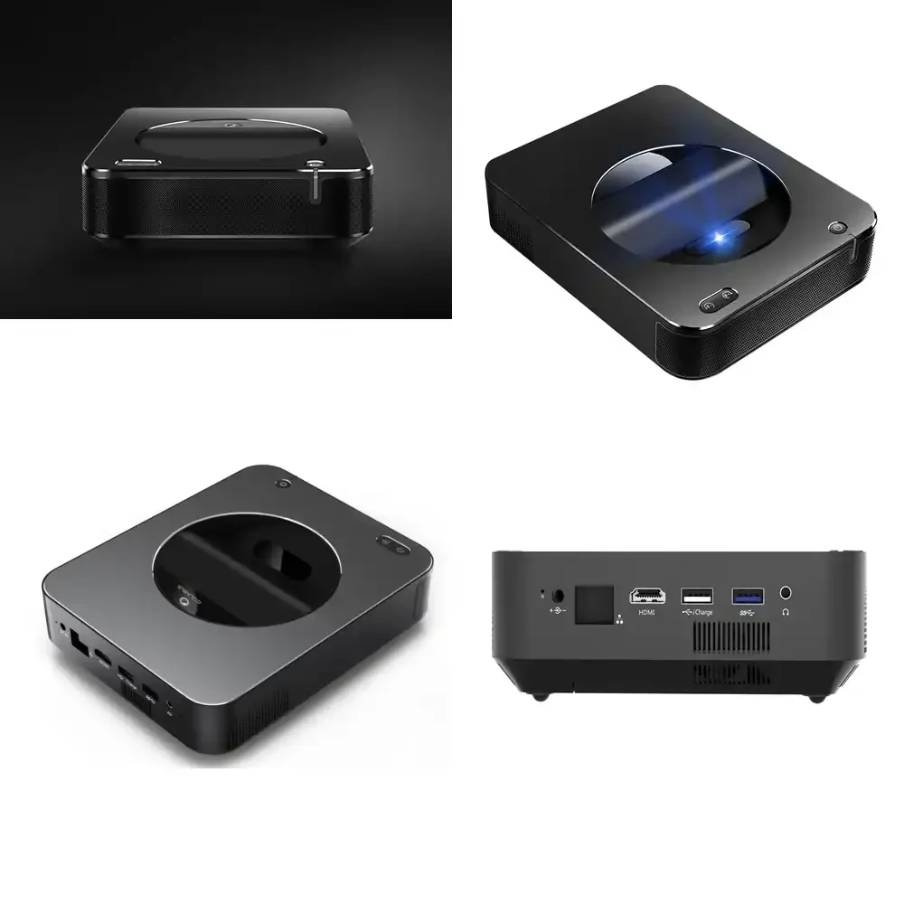 Black Digital Portable HD DLP LED Projector for T6W Smart Touch Video Screen for Hotel Office Home Theater Portable Mini