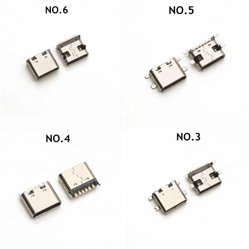 100Pcs/Lot 10Models Type-C USB Charging Dock Connectors Mix 6Pin and 16Pin Use for Phone and Digital Product Repair Kits