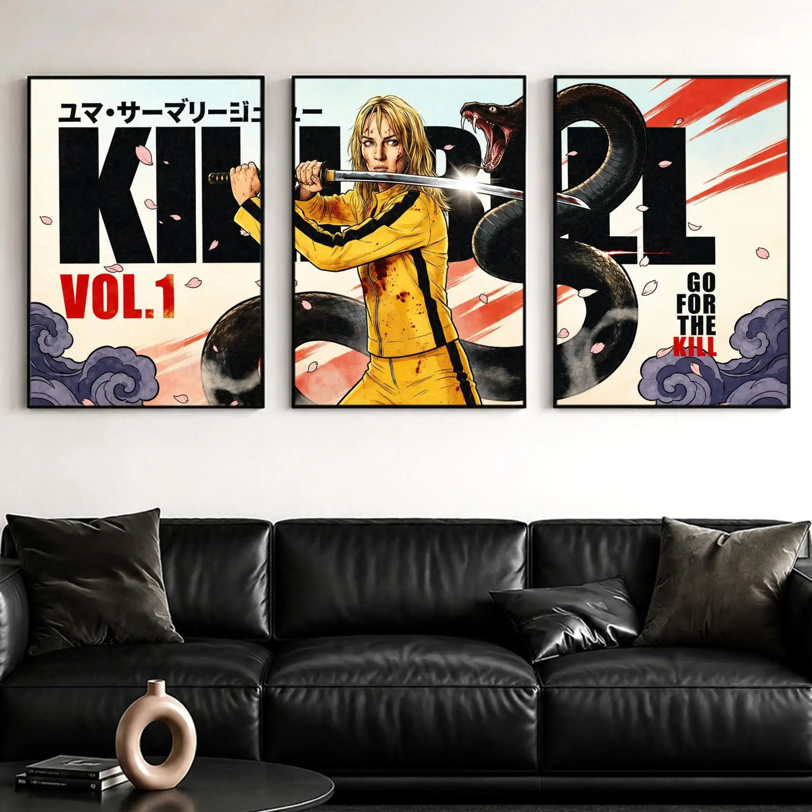 The Bride Samurai K-Kill B-Bill Painting Calligraphy Canvas Poster Set Wall Artwork for Bedroom Living Room Decorative Prints