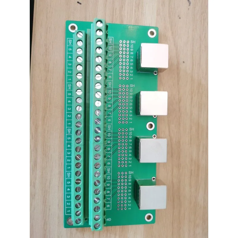 RJ45 Terminal Block 10P10C Adapter Board 4 Network Port Adapter Terminal, Network Cable Wiring Module Frame, Screw Installation