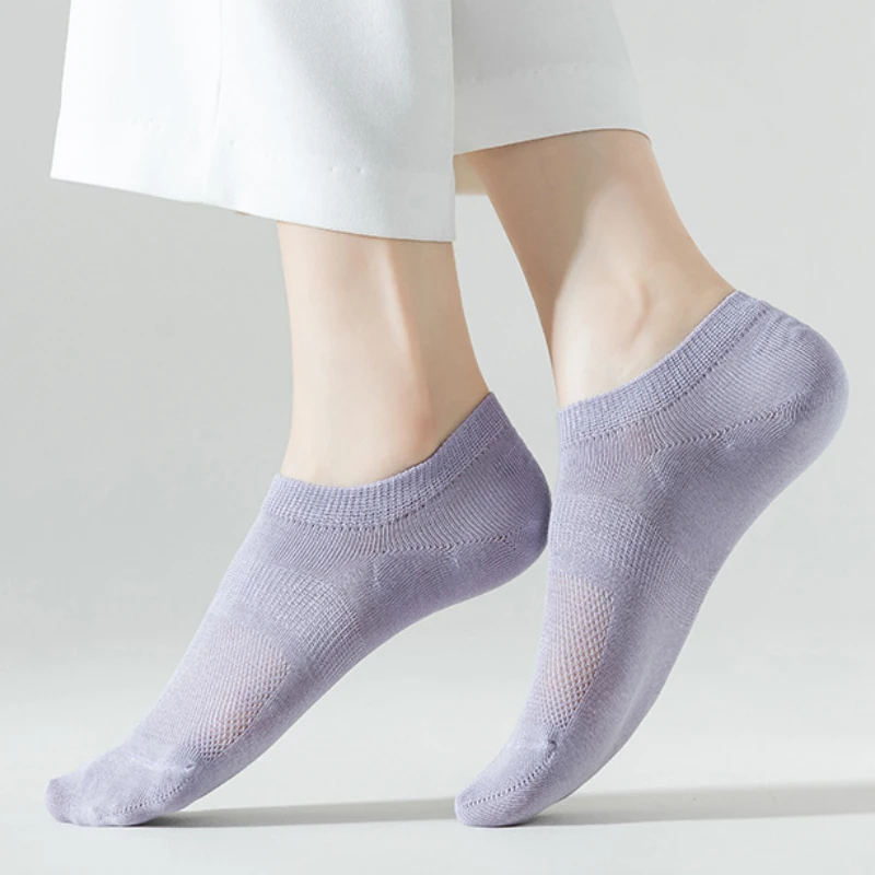 Chaussettes de bateau invisibles minces, coton, maille creuse, silicone peu profond respirant, chaussettes courtes non aldes, chaussettes décontractées, printemps, été, nouveau