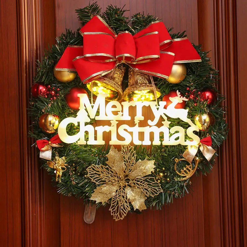Christmas Fairy Light Decorative Warm Yellow Light Lovely Merry Christmas Letter Modeling Wreath Lamp Party Decor For Xmas Tree