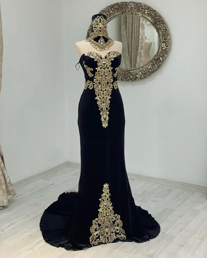 Hunter Green Burgundy Velvet Prom Formal Dress with Cape Jacekt Moroccan Caftan Gold Lace Beaded Kaftan Arabic Evening Gown