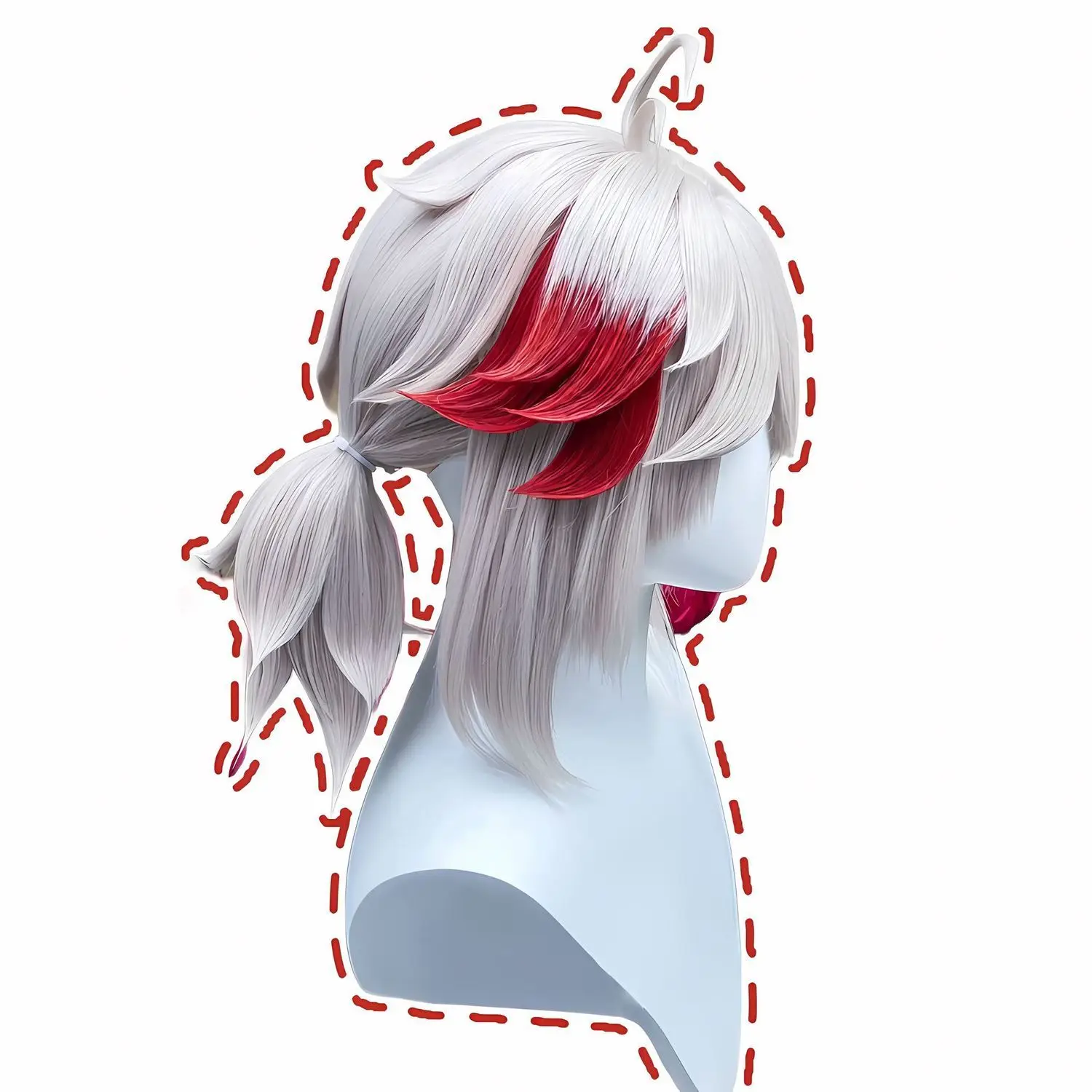 Genshin Impact Kaedehara Kazuha Men's Cosplay Wig Streaked Hair Simulation Scalp Single Ponytail Ahoge Wig Short
