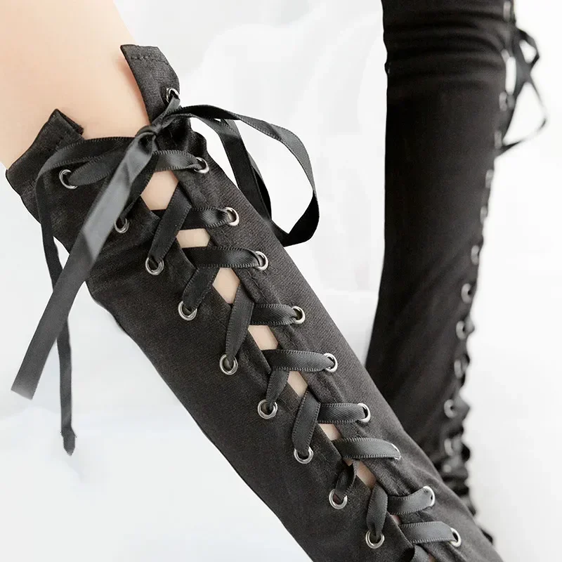 Gants sans doigts à lacets pour femmes, coude steampunk pour Costume de fête, chauffe-bras, mitaines Sexy, Clubwear, accessoires de Costumes de Cosplay