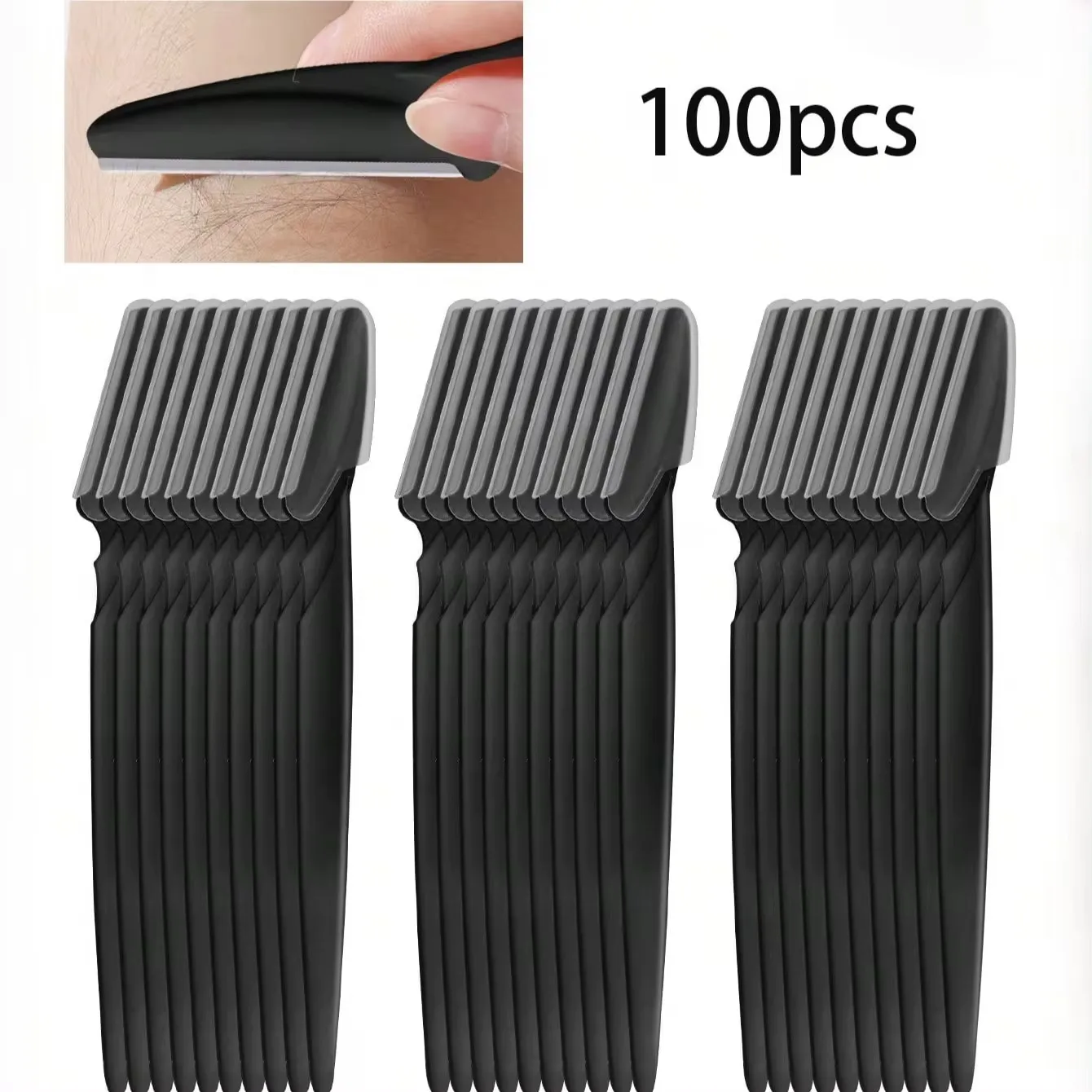 Juego de afeitadora de cejas de mango largo, herramienta de depilación femenina, recortadora, afeitadora de cara y cejas, 100 piezas