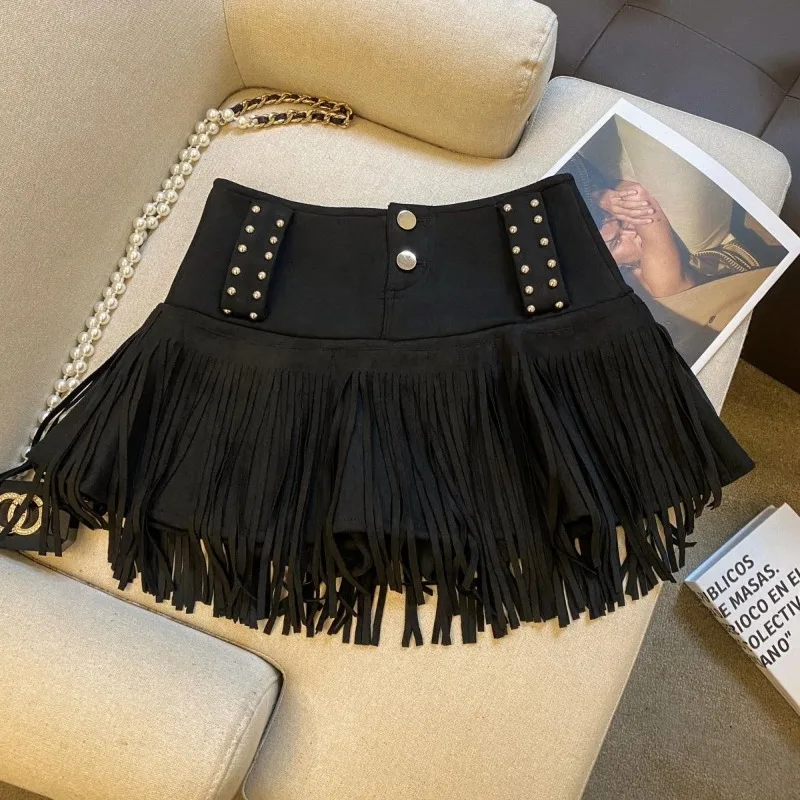 가을과 겨울 신상 아메리칸 레트로 시크 스파이스 걸 하이웨이스트 스커트 플리츠 스커트 안티라이트 숏 스커트 정교하고 심플한 디자인