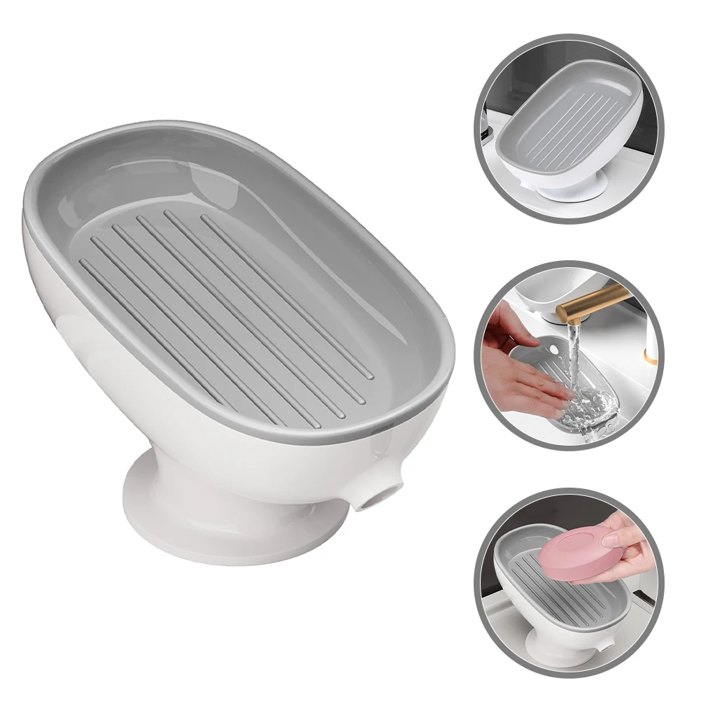 

Suction Cup Soap Holder Self Draining Bar Soap Dish Practical Storage Tray for Bathroom Kitchen Brush Racks