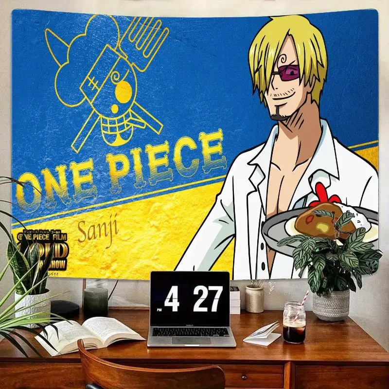 

1 шт. ONE PIECE пленка золотой гобелен синий желтый фон череп эмблема персонаж шеф-повара настенное искусство для гостиной спальни Декор аниме