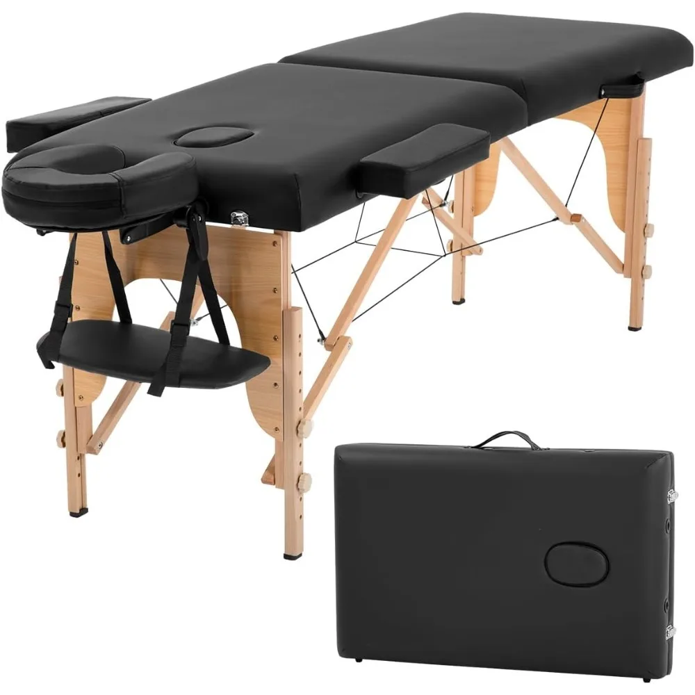 

Massage Bed Portable Massage Table 24 in Wide Lash Bed Heigh Adjustable 2 Folding with Non-Woven Bag