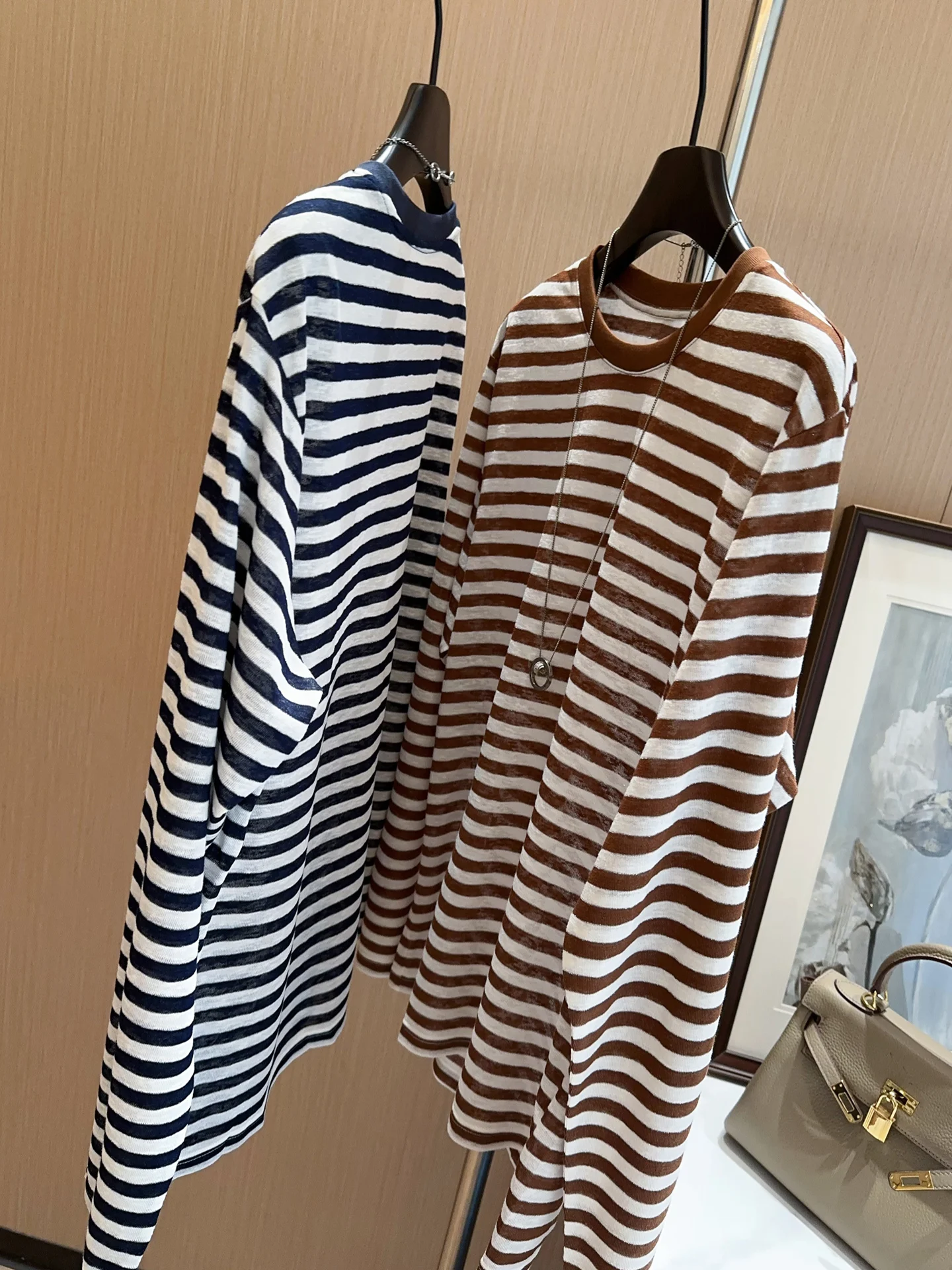 Comfortable Cotton Linen Long Sleeve Lightweight Sun Protection T-Shirt Striped Casual Style Women's Fashion Summer Top