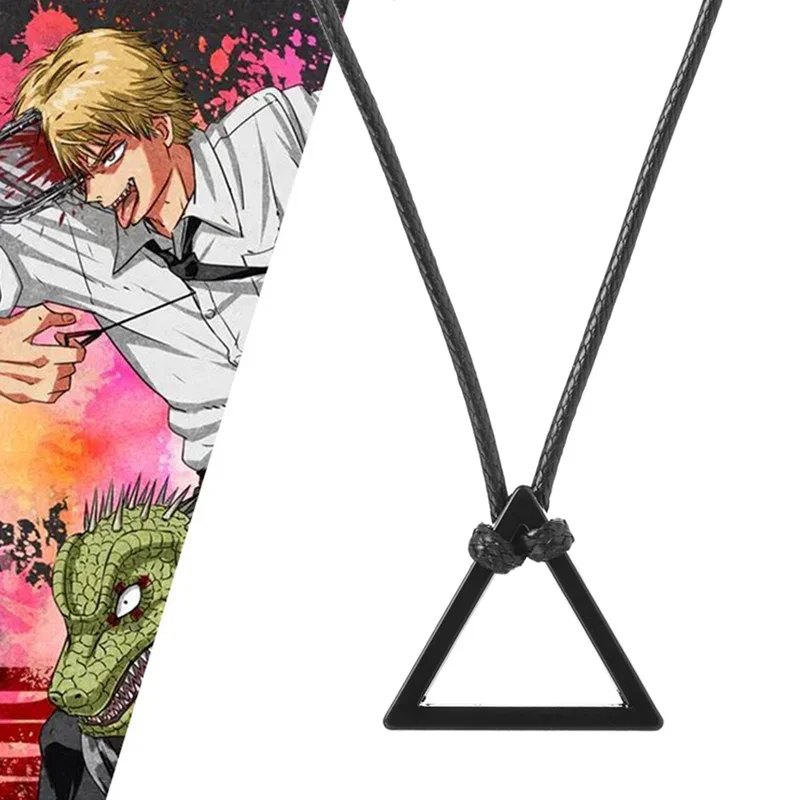 Anime Chainsaw Man Denji Necklace for Women Men Metal Necklaces CSM Volkner Triangle Pendant Chains Choker Collares Charm Gifts