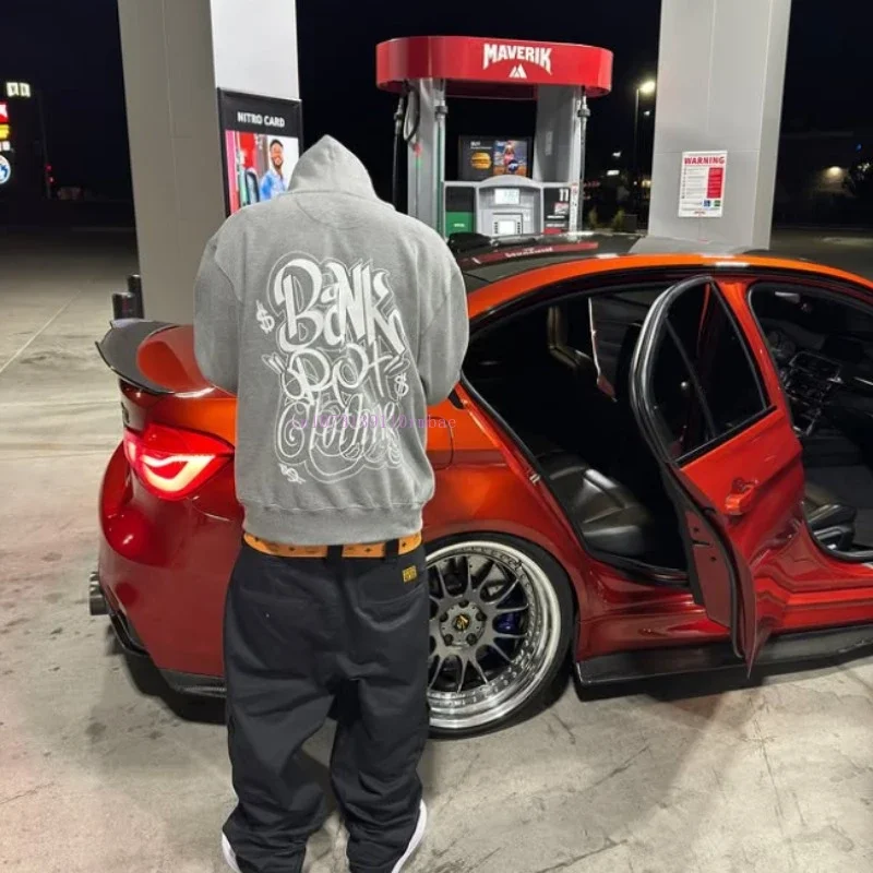 Solid Color Personalized Pullover Hoodie Men Ins New Black Cotton Net Red Design Prints Loose Sweatshirt Street Thickened Hoodie