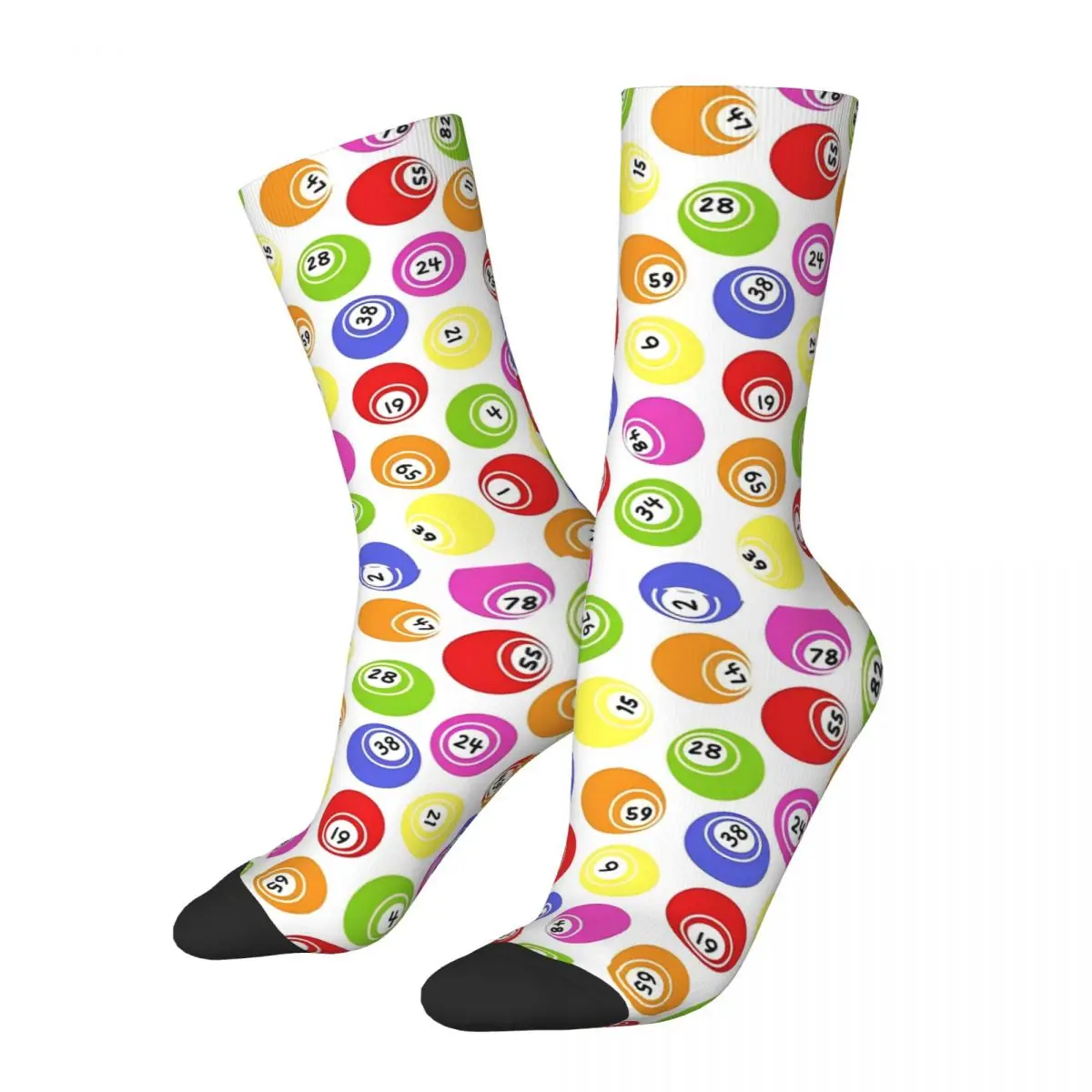 Winter Warm Retro Women Men Bingo Balls Pattern Socks Sweat Absorbing Football Socks