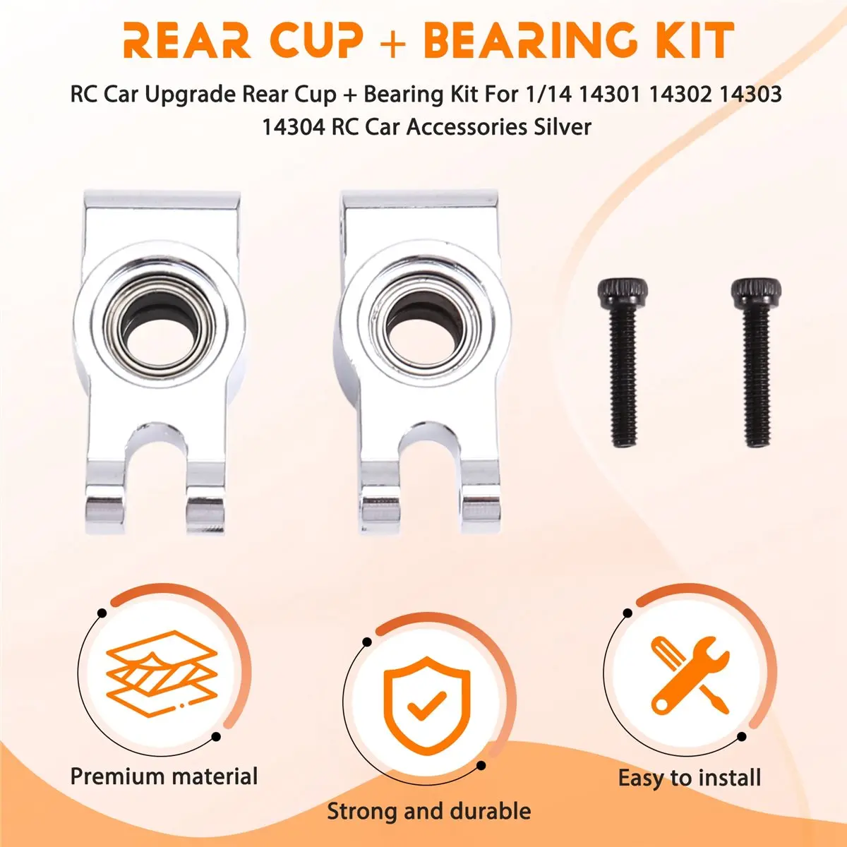 RC Car Upgrade Coppa posteriore + Kit cuscinetto per 1/14 14301 14302 14303 14304 Accessori auto RC Argento