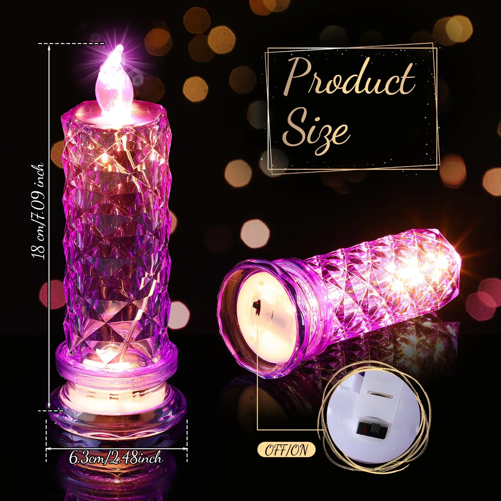 Rose Shadow Flameless LED Candles Romantic Battery Operated Candles Rose Pattern Refraction Halo Projection Electronic Centerpie