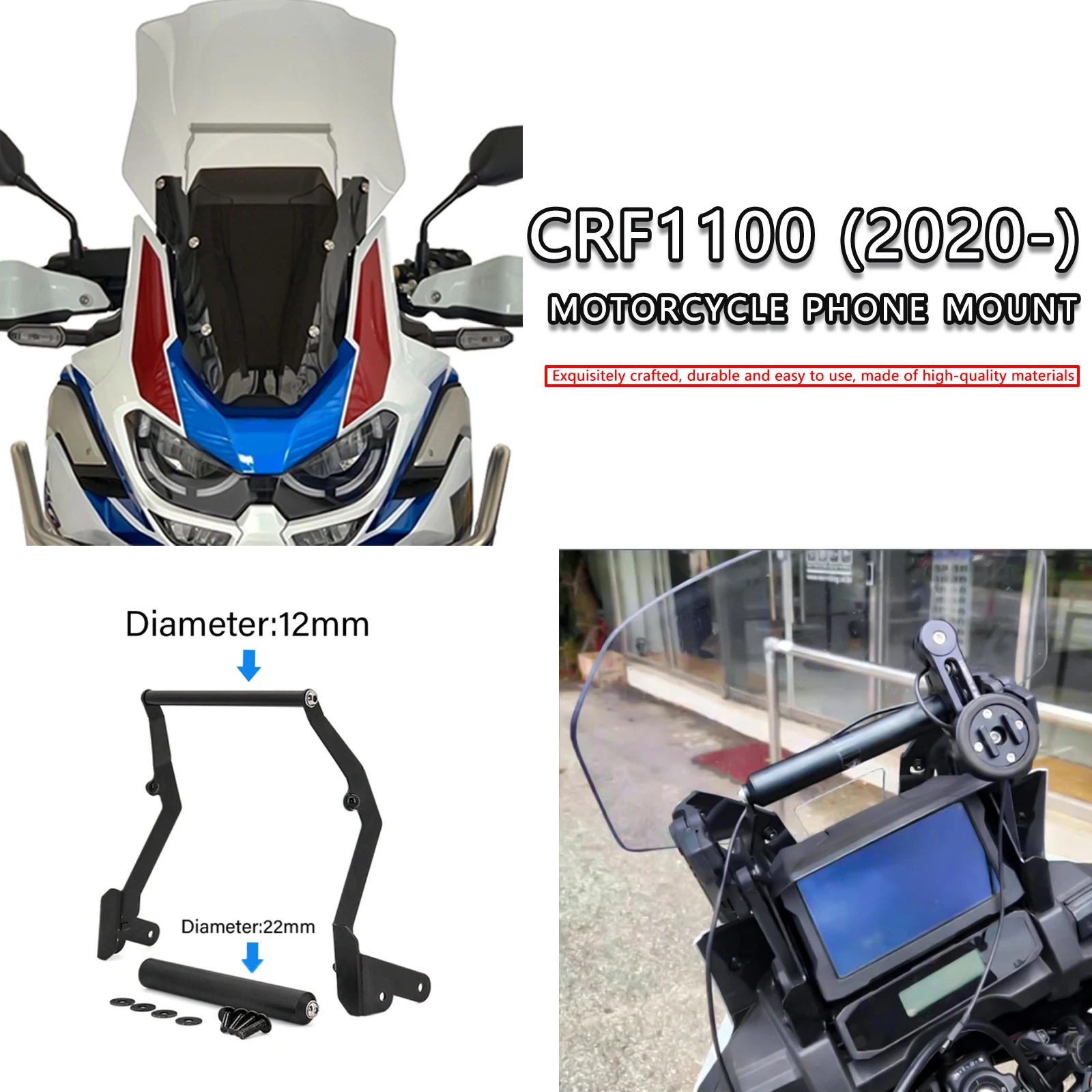 

For Honda Africa Twin CRF1100 2020+ NEW-Motorcycle Phone Holder Navigation Bracket Navigation Plate Adapt Bracket