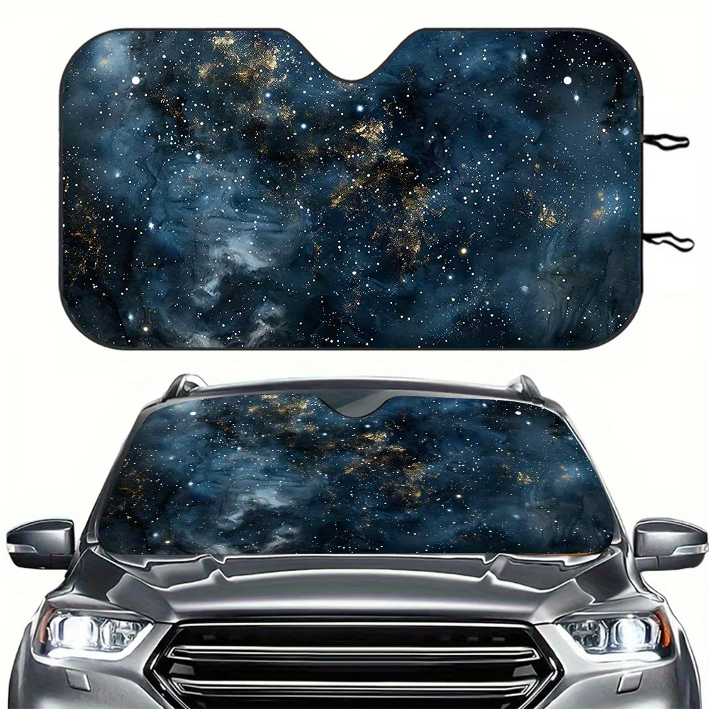 1pc Extra Large Car Windshield Sun Shade With Galaxy Design - UV Blocking, Heat Rejection, Foldable Windshield Cover, Heavy-Duty