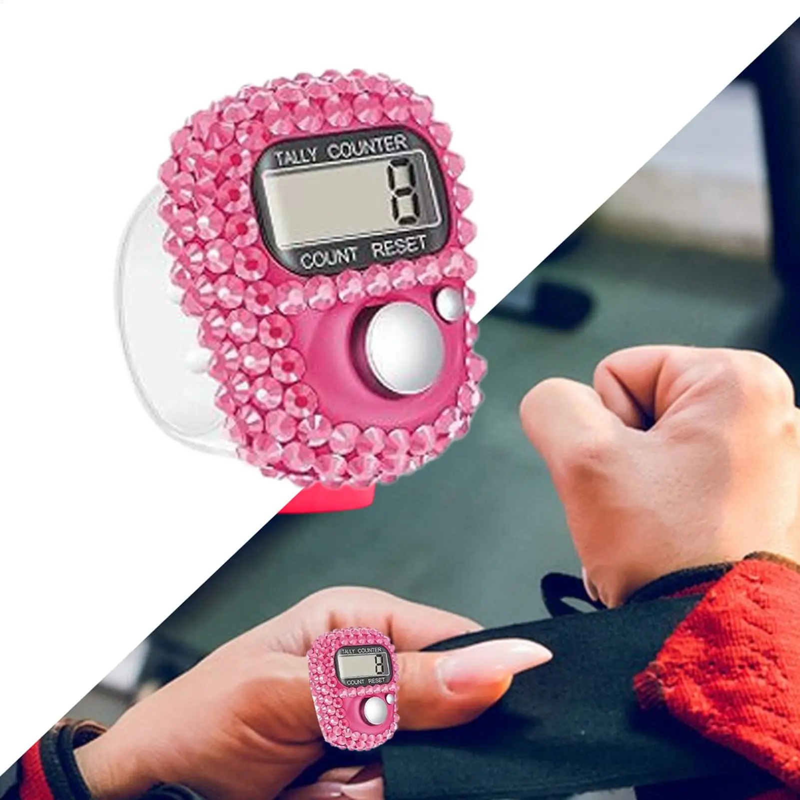 1pc Digital Finger Ring Counter with LCD Resettable Electronic Counter Adjustable Tally Clicker Number Tracking Record Ring