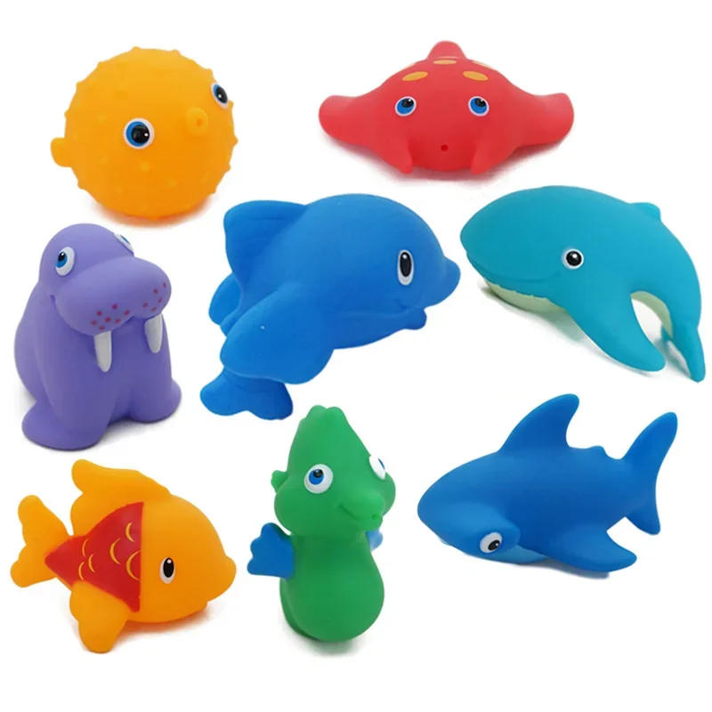 Water Toys Baby Bath Cartoon Soft Rubber Toys Marine Animals Water Spray Children's Shower Water Play Toy m