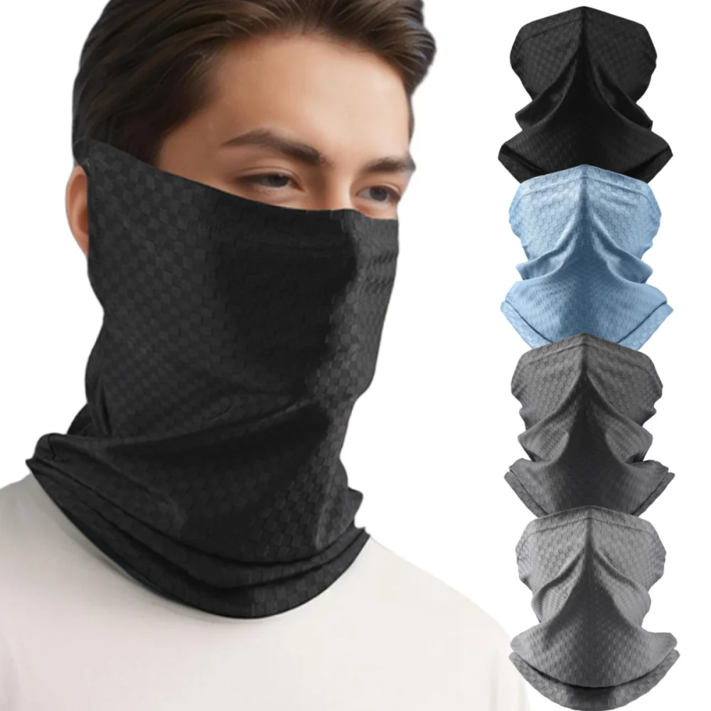Máscara facial Anti-UV, pasamontañas de seda de hielo, cubierta para la cara, cubierta elástica transpirable para el cuello de motocicleta, máscara de montar a prueba de viento y polvo