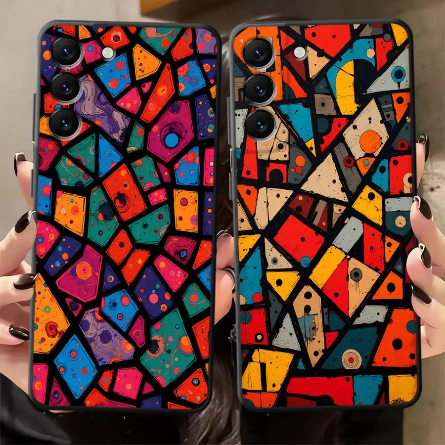 Phone Cover Case for Samsung Galaxy A11 A12 A35 A22 A52 A15 A34 A51 A36 A26 A13 A14 A24 A16 Vibrant Geometric Abstract Art