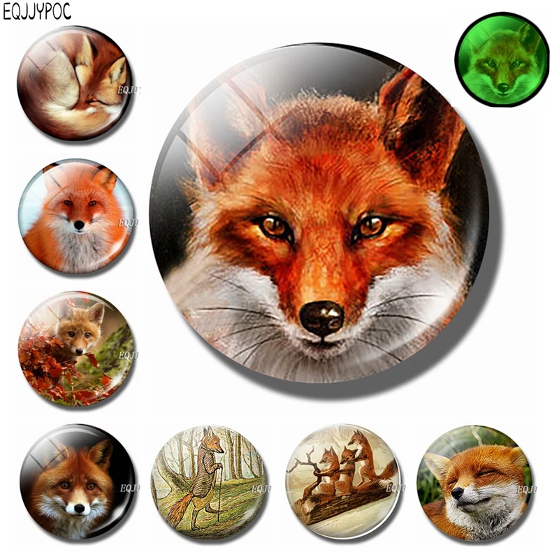 

Luminous Red Fox Fridge Magnet Glass Crystal 30 MM Decorations Refrigerator Magnetic Stickers Lovely Animal Home Decor Gift Cute