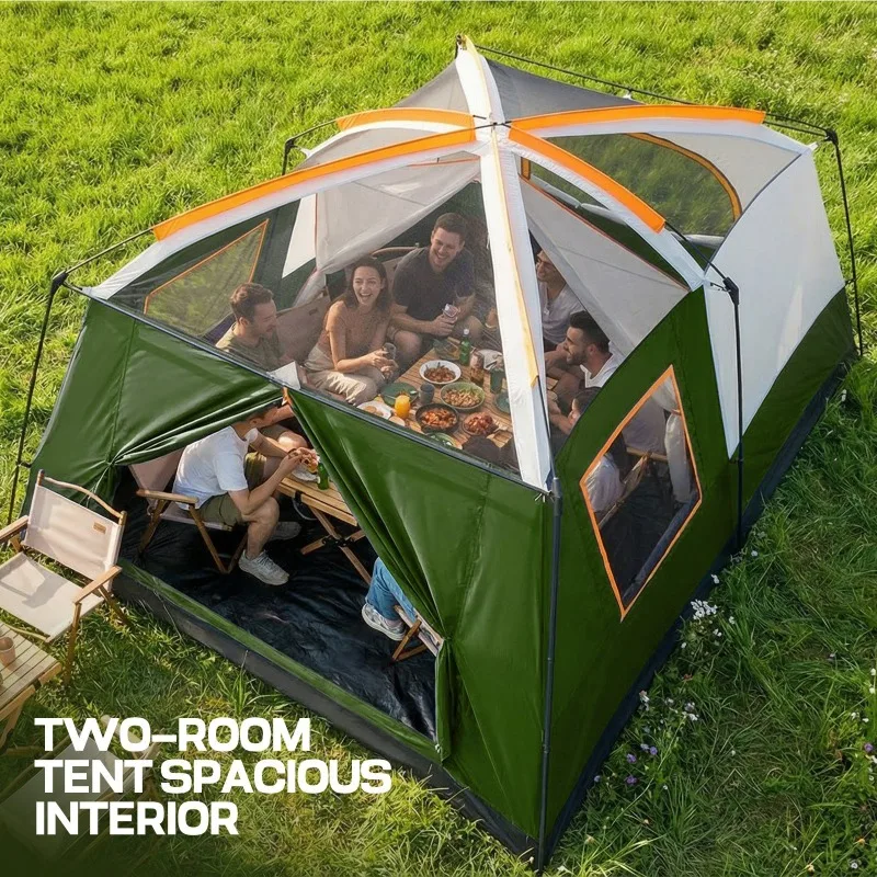 10 Person Waterproof Double-Layer Camping Tent Windproof Family Tent 14ftx10ft for Outdoor Adventure