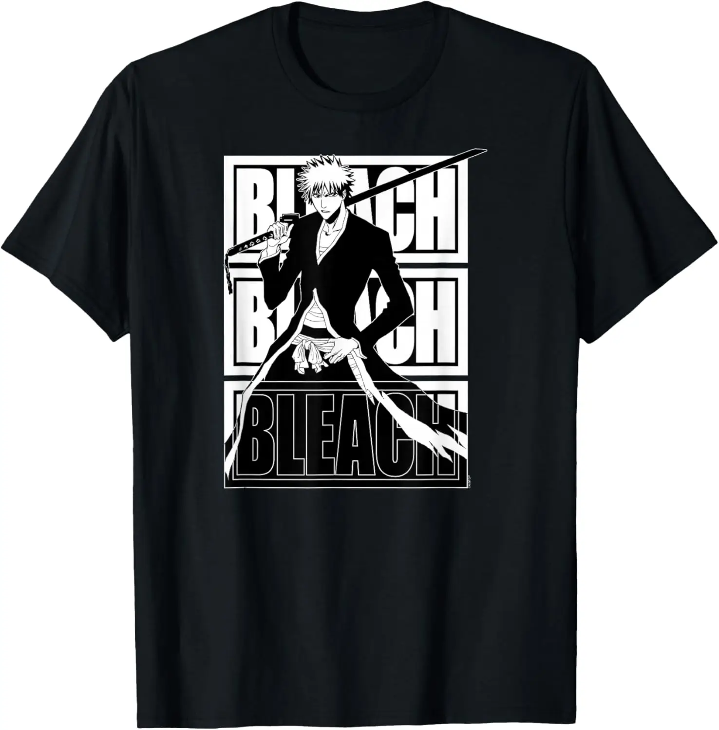 Bleach Repeating Logo Ichigo Kurosaki Anime T-Shirt S-6XL