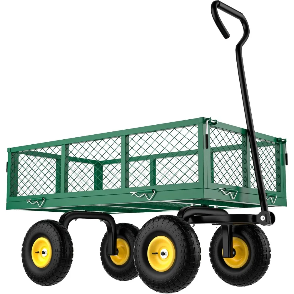 

Garden Wagon Cart Heavy Duty – 900 lbs Metal Gardening Cart with 270° Turning, 10” All-Terrain Wheels, Easy to Assemble, Rust-Re