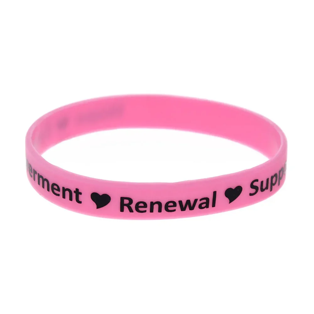 1 PC Hope Empowerment Renewal Support Silicone Wristband Motivational Bracelet Pink