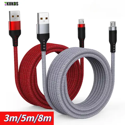 8m 5m 3m Cable Extended USB TYPE-C Micro Lightning Cable Braided Data Cable for iPhone Samsung Huawei Xiaomi POCO Switch Sony