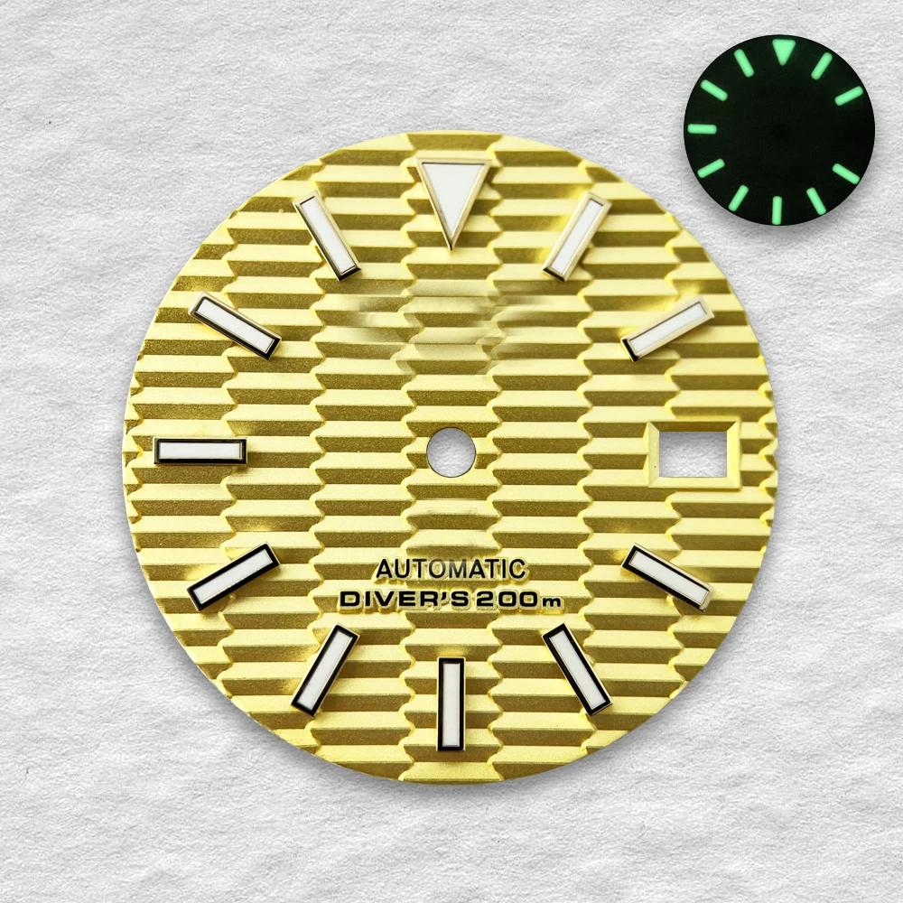 

High Quality 28.5mm S Logo Slope Dial Fit NH35/NH36/4R/7S Japan Movement Green Luminous Watch Modification Accessories