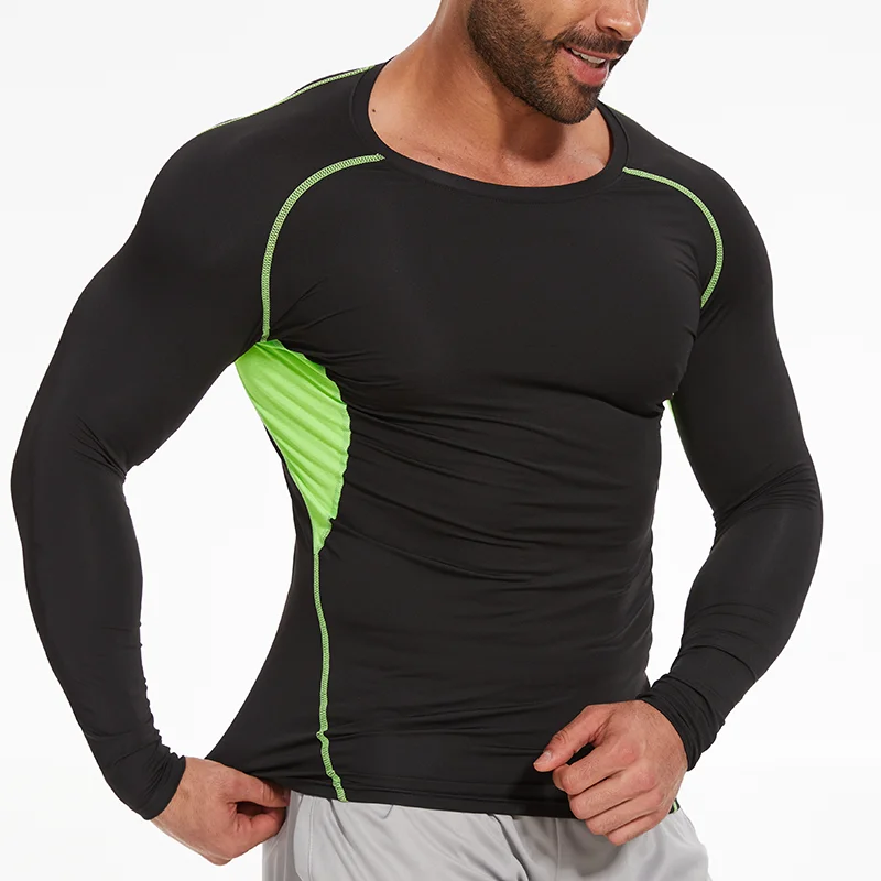 

Men's Compression Shirts Long Sleeve Running Tops Gym Undershirts Compression Shapewear Patchwork Workout Tunic Bodyshaper