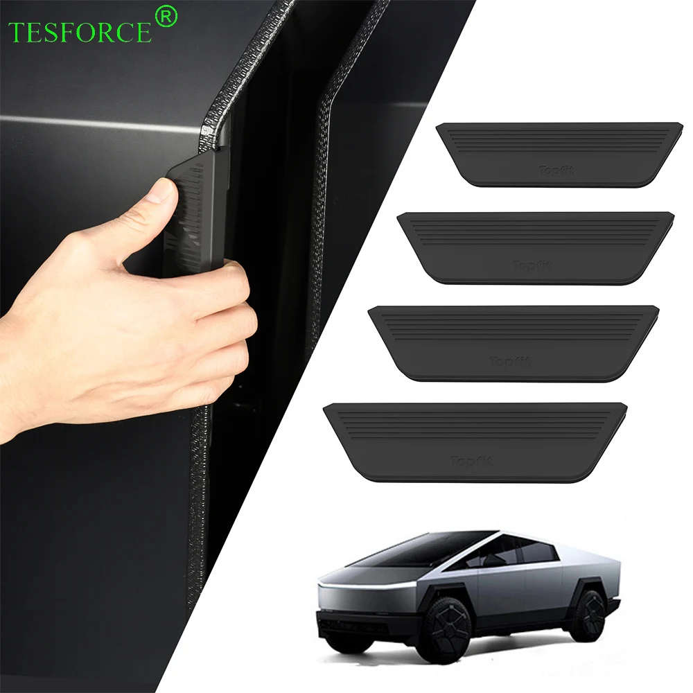 For Tesla Cybertruck 2024-2025 4pcs Hidden Door Handle Silicone Fingerprint Resistant Door Closer Handle Protective Accessories