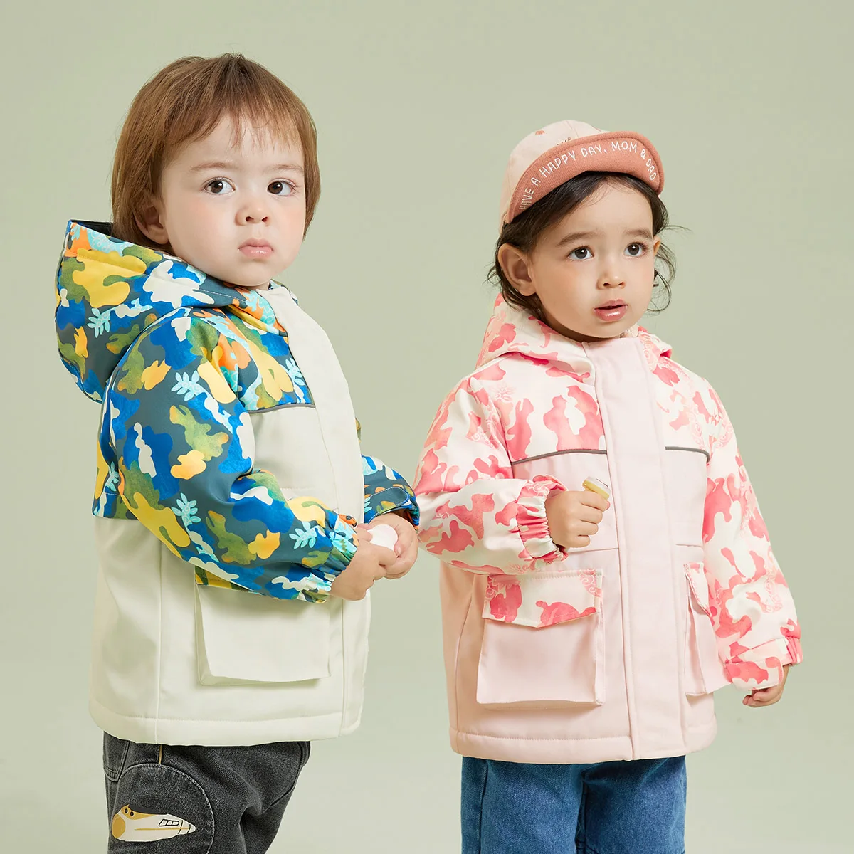 Amila Baby Overcoat 2023 Autumn New  Dragon Digital Printing Splicing Design Warm Girls And Boys  Outerwear Children Clothes