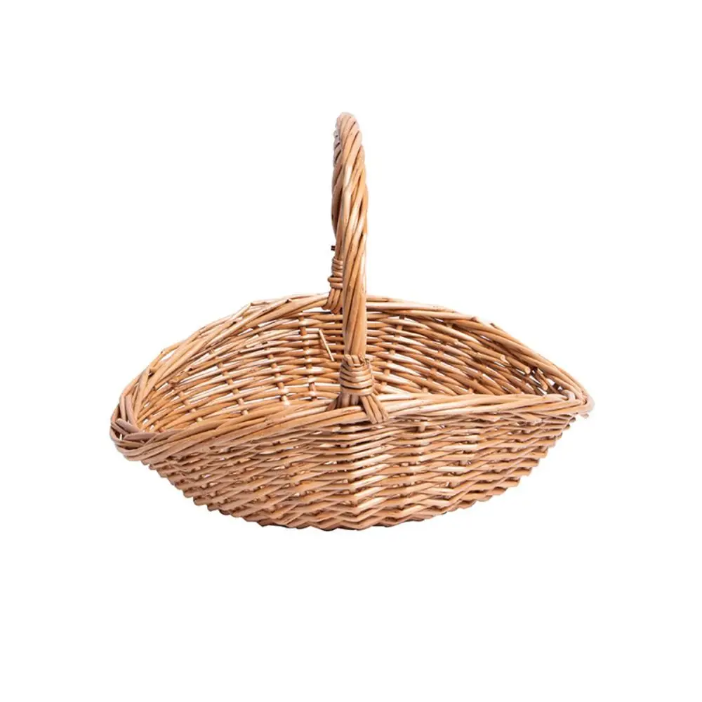 Willow Rattan Picnic Supply Hamper Storage with Handle Handmade Flower Basket Wear-resistant Picnic Container