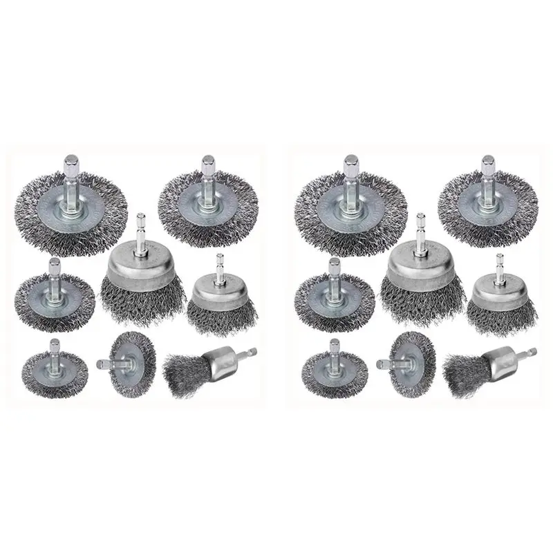 

Набор из 16 проволочных щеток AB15-16: круглые и чашечные щетки с шестигранным хвостовиком 1/4 дюйма, крупнозубчатые, из углеродистой стали, для удаления ржавчины