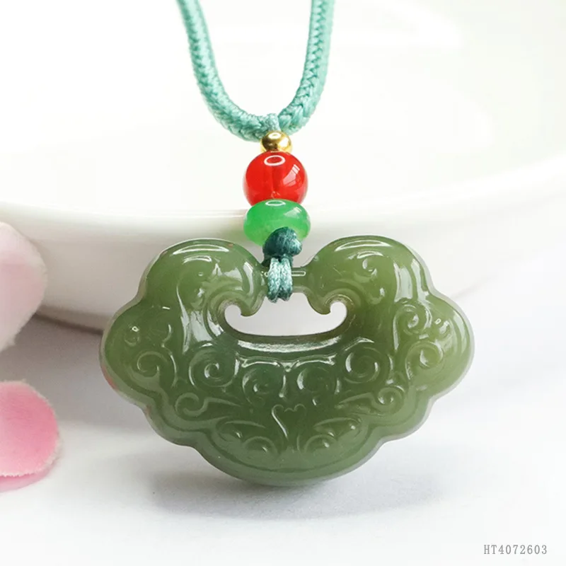 

Natural Hetian Jade Pendant - Ruyi Lock Qingshui Jade Fine Craft Jewelry Gift HT4072603