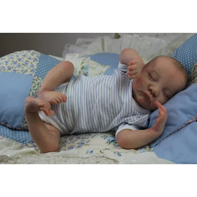 

48cm 19inch Soft Silicone Real Life Newborn Sleeping Baby Boy Levi for Toddler Toys Gifts