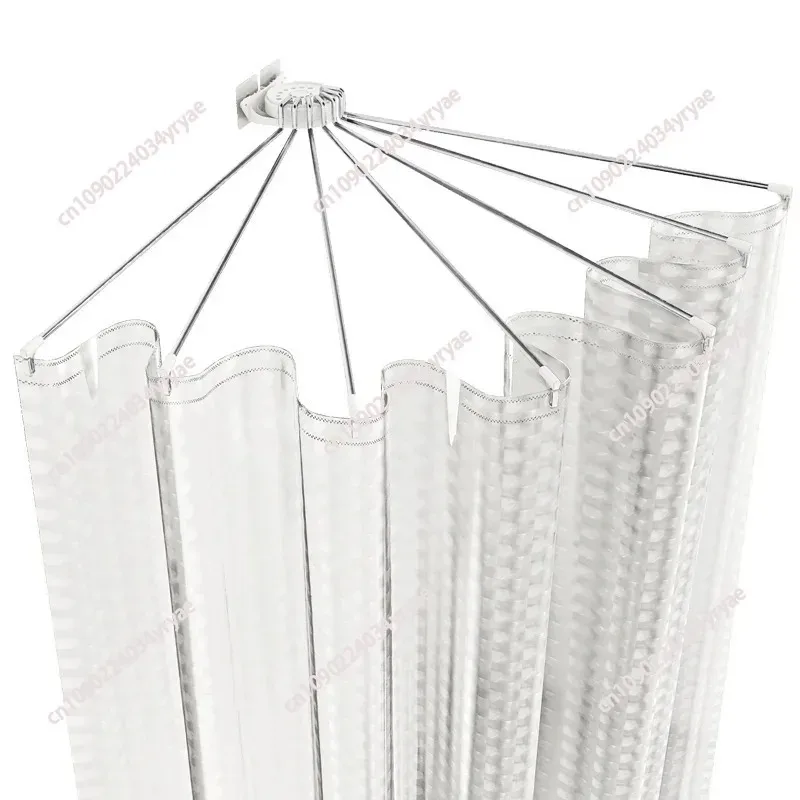 Different Corner Turning,Semi Circular Bathroom Shower Curtain Rod With No Punching Set,Stainless Steel Fan- Shaped view 2
