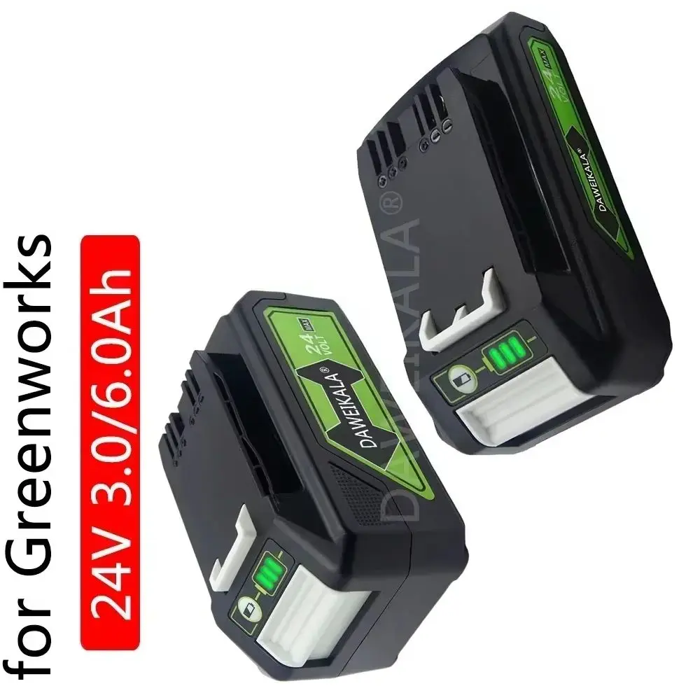 

Литиевая батарея 24 В, 6,0 Ач, аккумулятор Greenworks для инструментов Greenworks 24 В 48 В, MO24B410 MO48L4211 HT24B210 21342