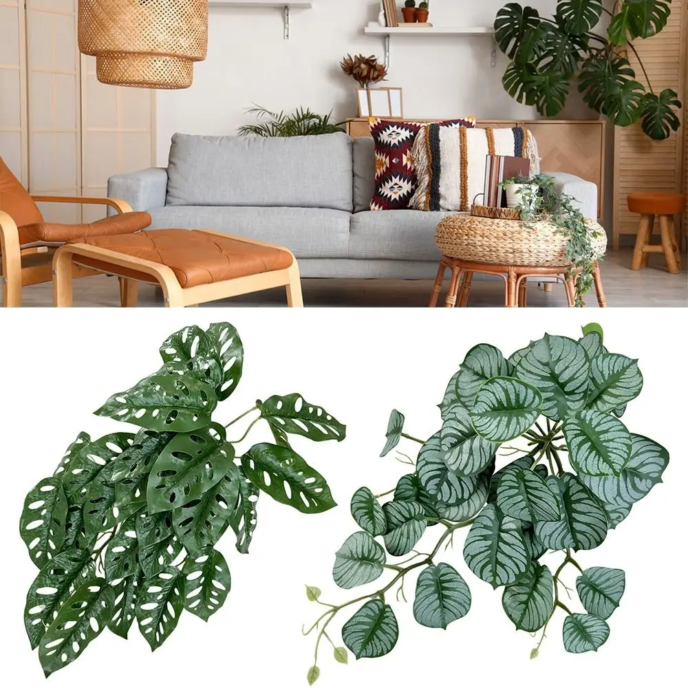 Creative Green Artificial Taro leaves Height 45cm Round Turtle Leaves Vine Gift DIY Wall Hanging Wreath